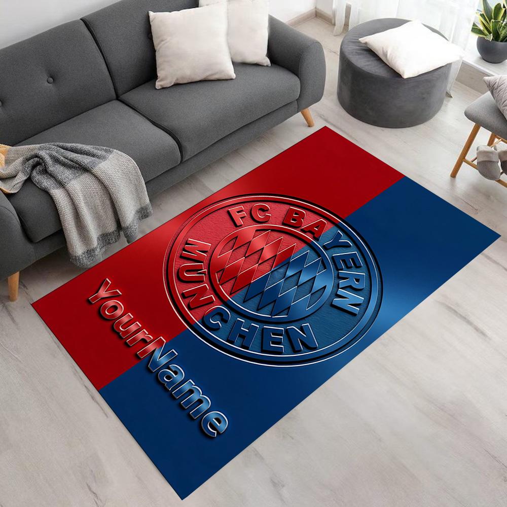 Bayern Munich Customize Text Carpet Design for Playrooms Dining Room Living Rooms Game Room Anti-slip Rug Decorate Offices Best for Christmas