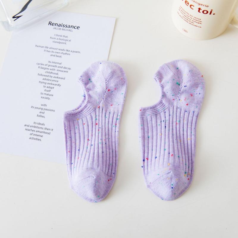 Female Summer Thin Style Pure Cotton Color Shallow Mouth Non Slip Not To Fall with Invisible Boat Socks