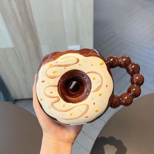 

Творческие милые пончики керамические чашки питьевая вода чашка для дома офисные кофейные кружки высокая красота подарки на день рождения для девочек домашний декор 301-400ml кофейный