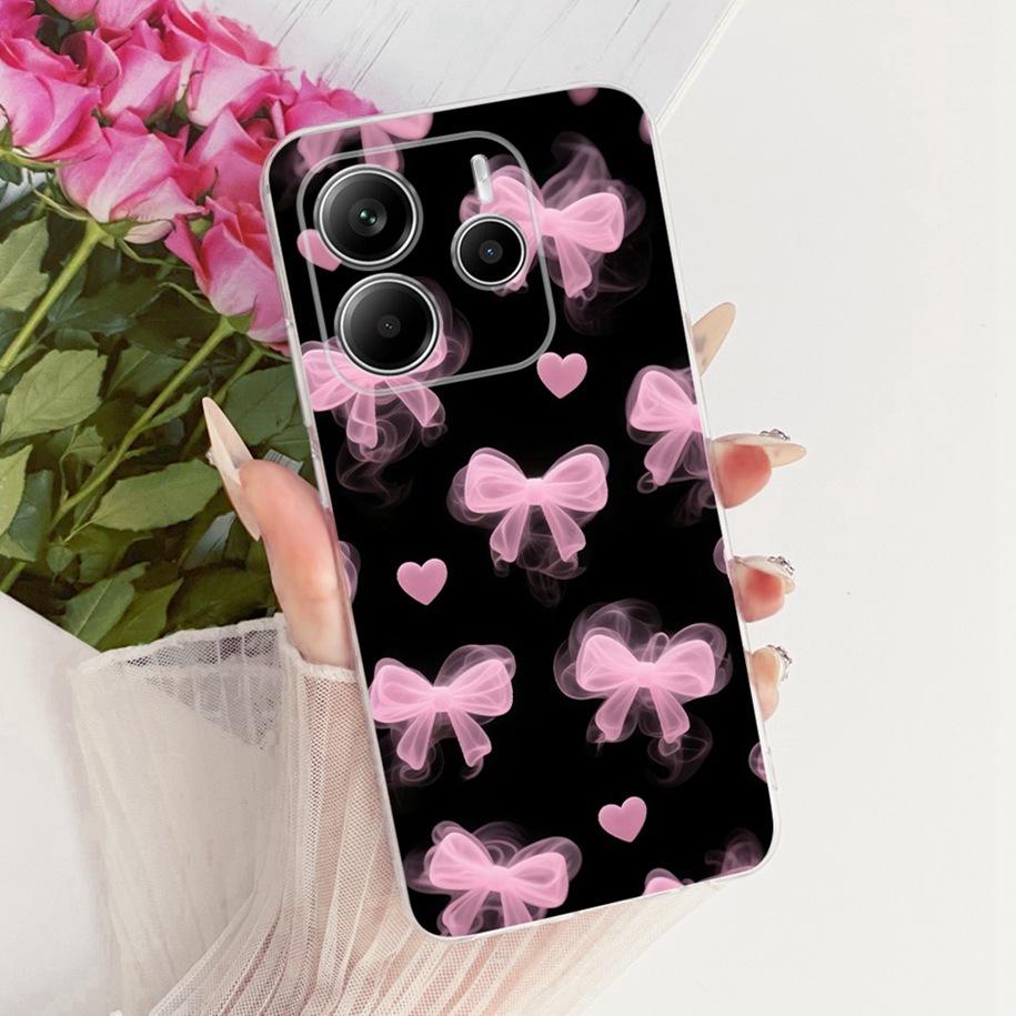 For Xiaomi Redmi Note 14 4G Case New Fashion Flower Bowknot Soft Slim Silicone Back Cover For Redmi Note 14S Note14 5G Protector