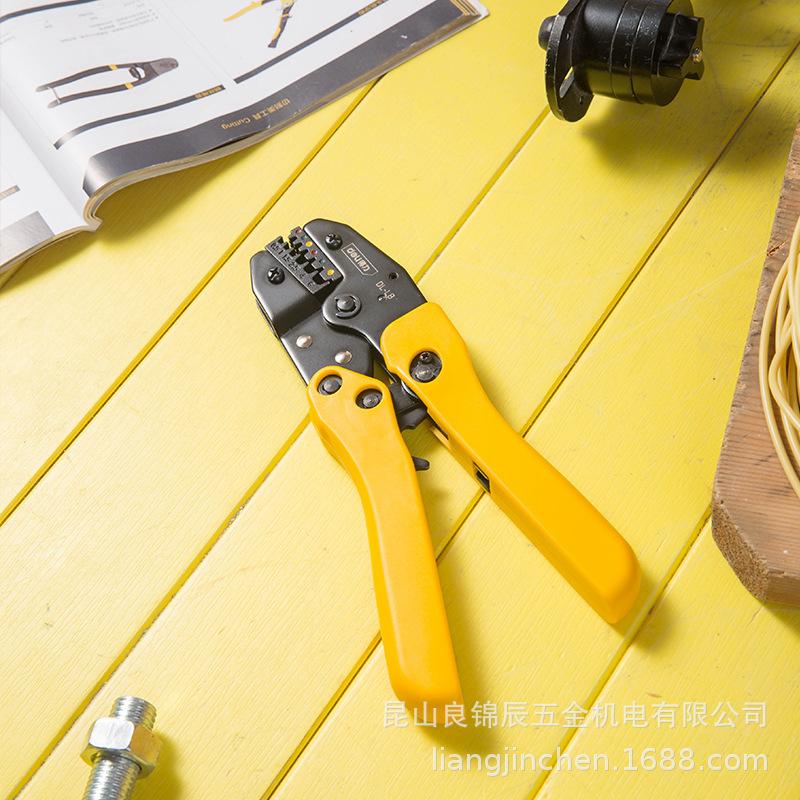 Deli Tools European-Style Ratcheting Terminal Crimping Pliers for Electricians, Model DL-L8