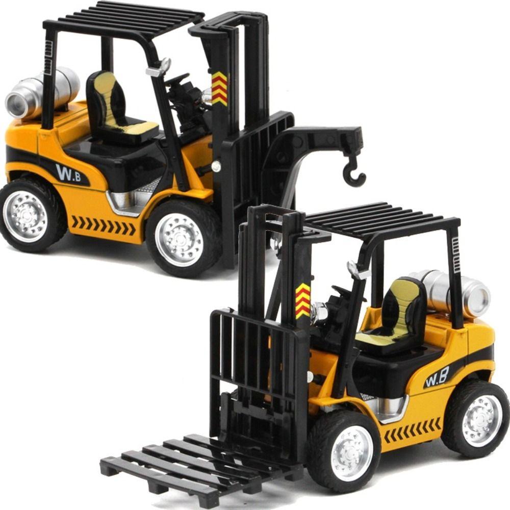 Warehouse Lift Truck Simulation Crane Toy Diecast Metal Engineering Vehicle Models  For Children