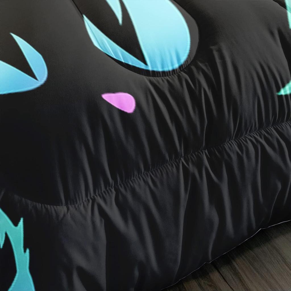 Axolotl Kids Bedding Cartoon Cat Comforter Set Twin Size,Gradient Line Cute Cat Bedding Set for Teens Boys Girls Adults Room Decor,Kids Comforter Set