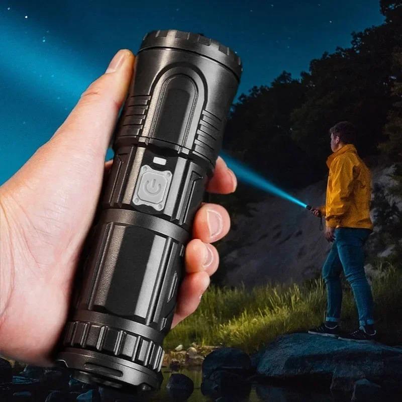 Hochleistungsstarke LED Taschenlampe Super Leistungsstarke COB Taschenlampen 3600mAh Wiederaufladbare Taktische Taschenlampe Camping Jagd Handlaterne
