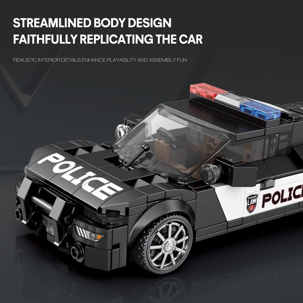 372PCS Police Car Model Building Blocks 1:24 SWAT Car Model Desktop Ornaments Collection Display Toys For Kids Holiday Gifts