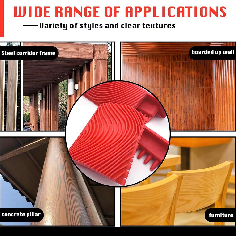 4Pcs Red Wood Grain Tool Kit for Decorative Painting Premium Wood Graining Tool
