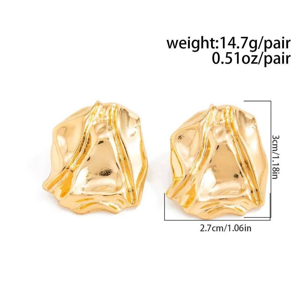 Ingemark Trendy Design Irregular Fold Piercing Earrings Women 2026 New Elegant Geometric Metal Stud Earrings Party Jewelry Gift