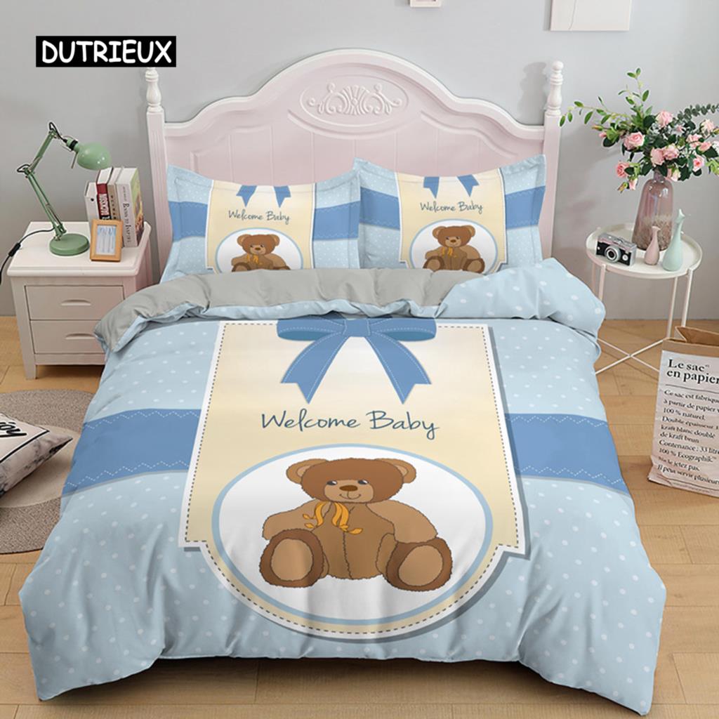 Kreslený medvěd povlak na přikrývku Roztomilá zvířata povlak na přikrývku Mikrovlákno 2/3dílná ložní souprava Twin Full Pro dívky Děti Dětská ložnice