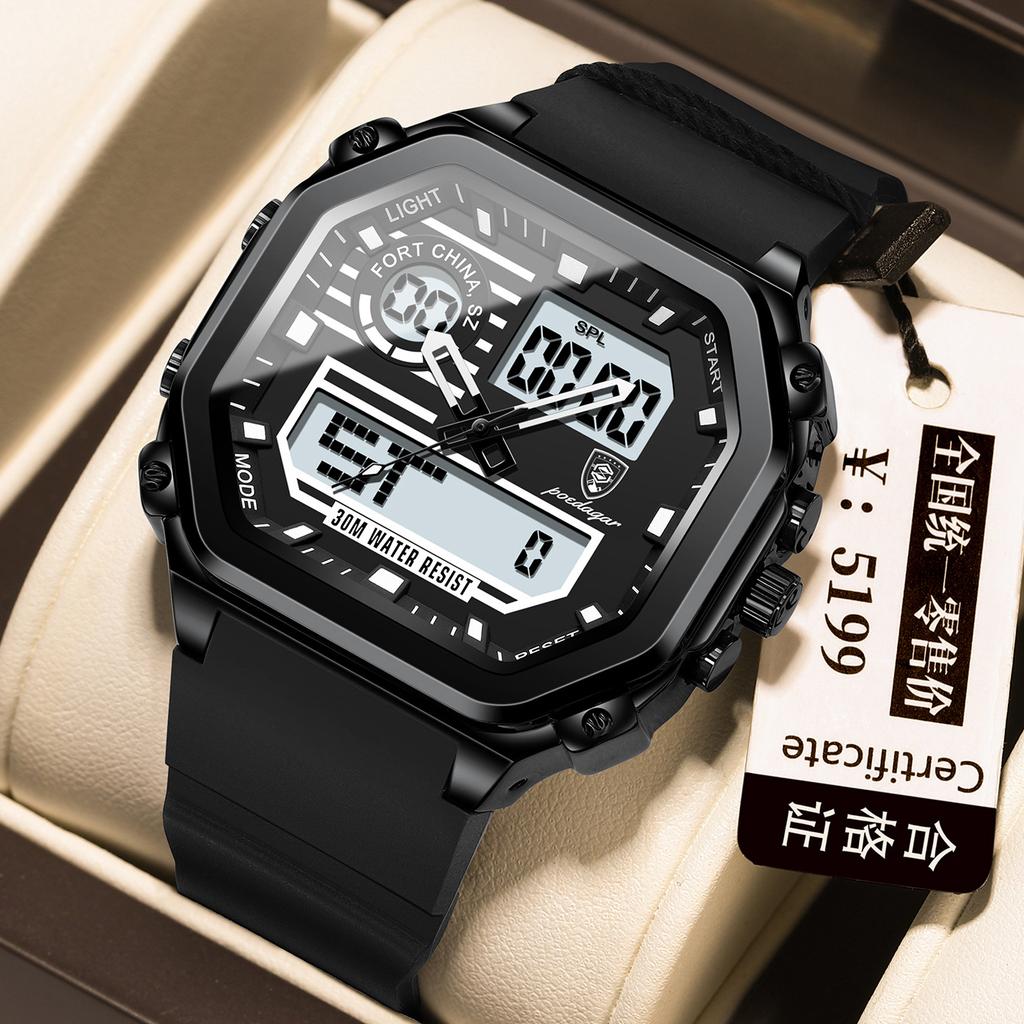 Multifunctional Men'S Watch Dual Display Electronic Watch Student