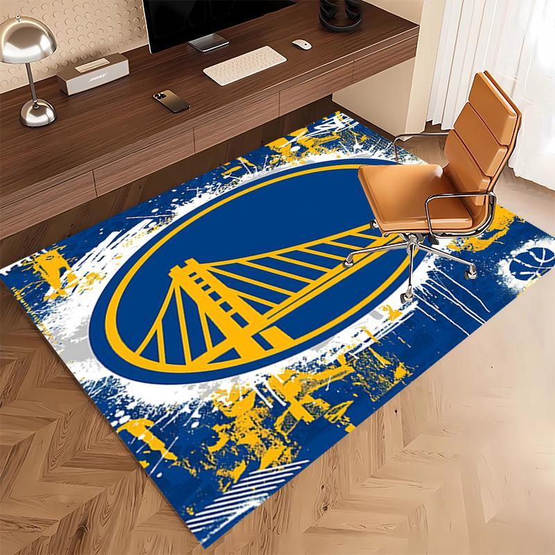 1ks Koberec s potiskem loga Golden State Warriors - Měkký, Omyvatelný, Protiskluzový vnitřní koberec, Dekorativní koberec do obývacího pokoje, Domácí kanceláře, Kancelářský dekorativní