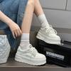 Internet celebrity Korean white shoes women's 2025 summer new round head platform versatile lace-up niche casual sports shoes