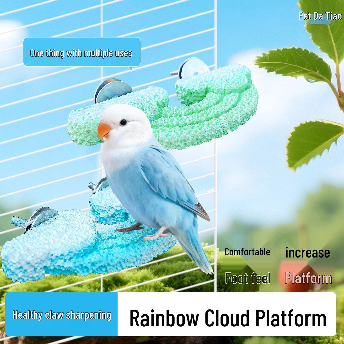 

Parrot Cloud Perch: Budgie Tree Resin Toy for Nail & Beak Sharpening. Small Tree Perch Green