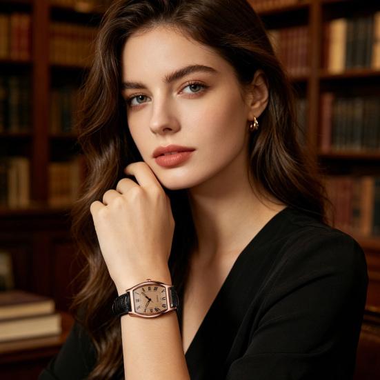 Relógios de Pulso de Quartzo da Moda para Mulheres Vintage Pulseira Ajustável Elegante Números Arábicos Relógio de Pulso de Vestir Presentes para Mãe Esposa Aniversário