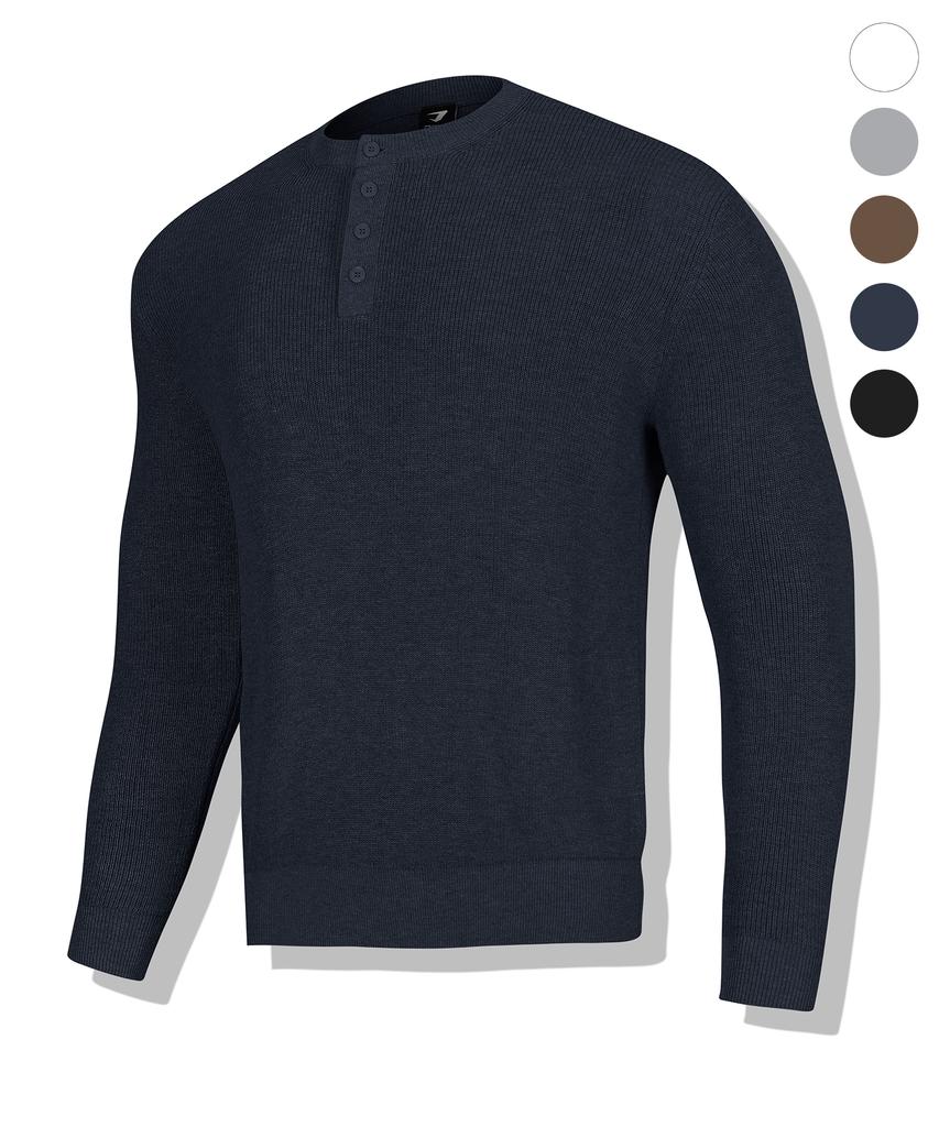 DRIX Washable Linen Henley Neck Muscle Fit Long Sleeve Knit_5 Colors