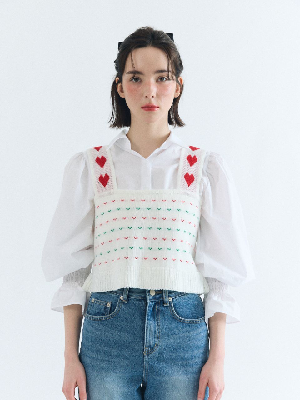 Fabric Seoul Puff Smoke Cotton Shirts Sky Blue/Free