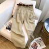 Apricot High-Waist Pleated Wide-Leg Jeans for Girls - Summer American Style