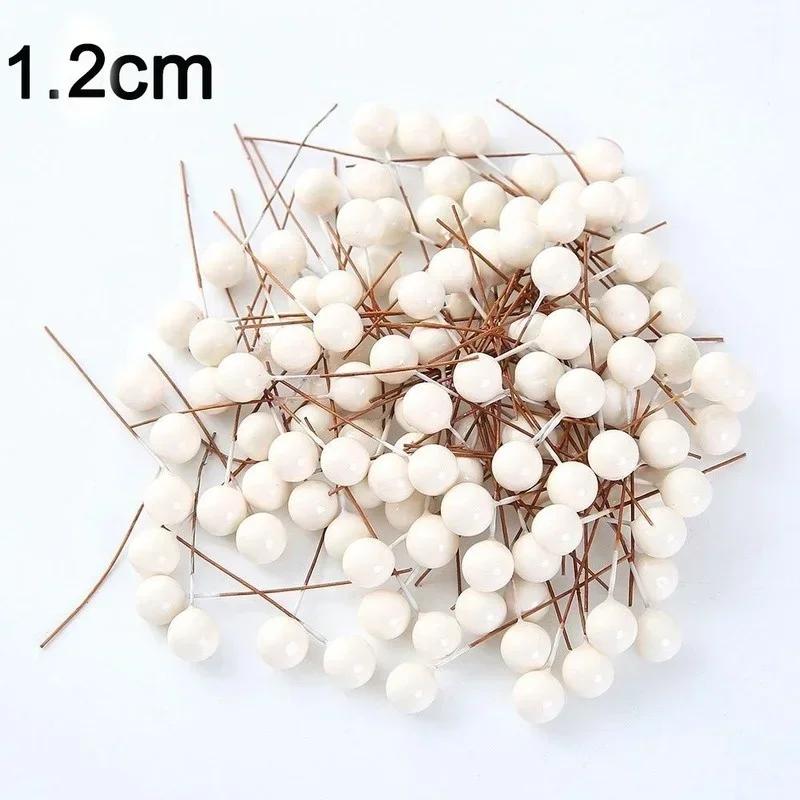 50PCS Creative Plastic Berry Artificial Flower Pearlescent Stamen DIY Wedding Christmas Cake Box Wreaths Decoration Supplies