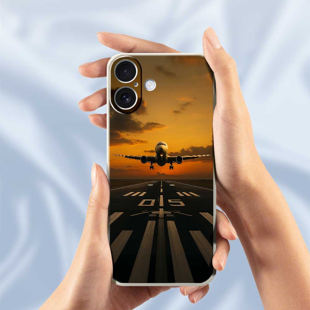 For iPhone 17 Case Airplane Pattern Printing Straight Edge TPU Phone Back Cover
