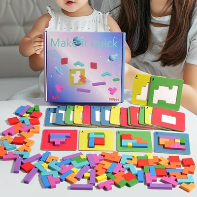 Puzzle 3D Gra biurkowa interaktywna dla dwóch osób Tangram Zabawki matematyczne Klocki planszowe Kolor Kształt Dla Dzieci Prezenty