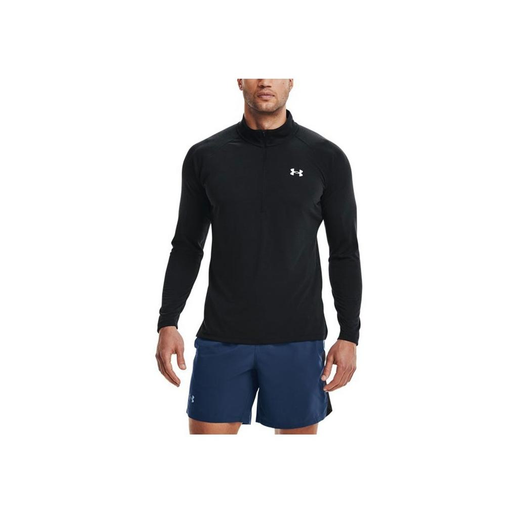 Under Armour 1/2 Zip Running Sports T-Shirt Men Tops Black 1361474-001