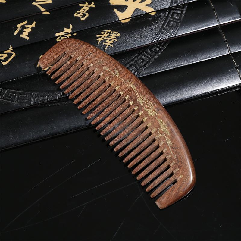 Wooden Comb, Sandalwood Comb, Black Gold Sandalwood Comb, Anti-static Massage, Hair Loss, Wide Teeth, Curling Comb, Long Hair, Household Comb, Gifts.