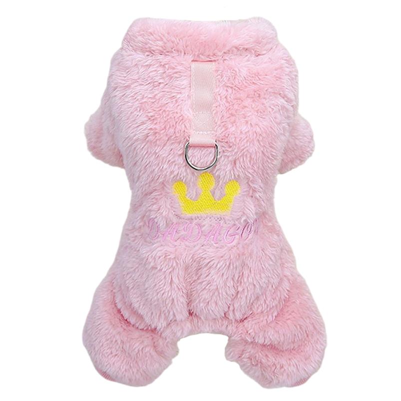 

Теплые флисовые комбинезоны для маленьких собак, кошек, комбинезон, одежда для щенков, французского бульдога, чихуахуа, пижамы, наряды для пуделя, товары для животных M розовый