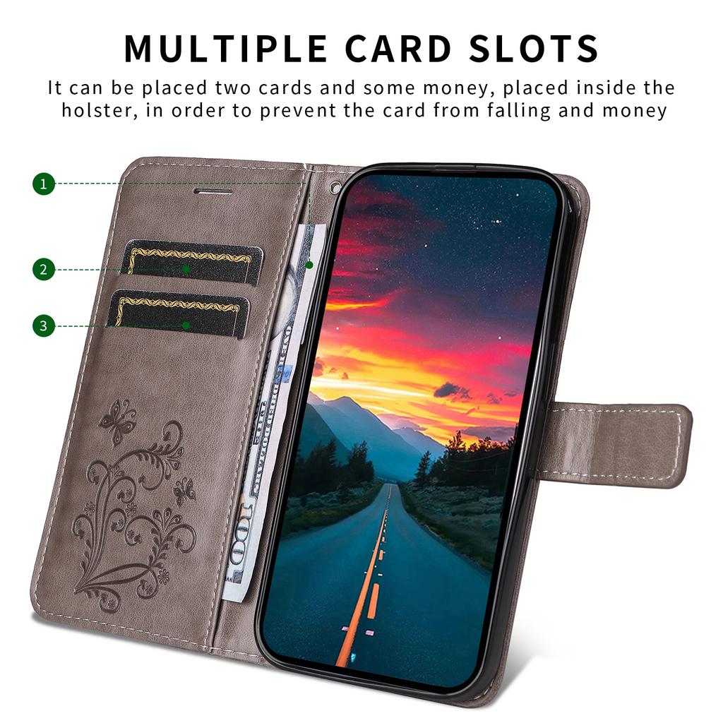 For Samsung Galaxy A07 4G/A06 4G/A06 5G Wallet Case Floral Butterfly Imprinted Leather Phone Cover Stand