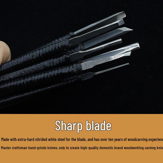 Nitrided White Steel Handmade Woodworking Carving Knife with Hardwood Handle