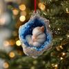 2D Flat Acrylic Cute Cartoon Animal Rabbit Owl Raccoon Pendant Christmas Tree Hanging Ornaments Home Decor Creative Xmas Gift