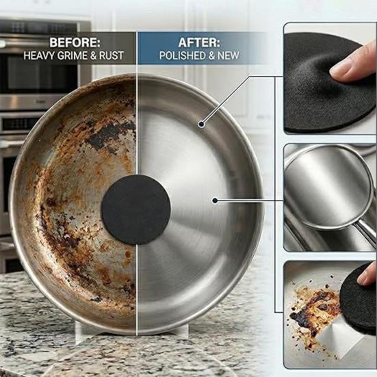 Stainless Steel Cleaning Sponge Tablets Scratch-Free Curved Surfaces Powerful Scorch Stain Remover Kitchen Cleaning Tool