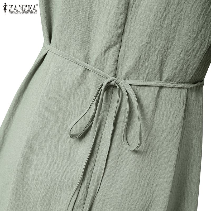 ZANZEA Women Summer V-Neck Casual Short Sleeve Dress