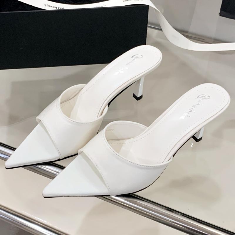 Fashion High Quality Pointed Toe Thin Heel Women Sandal Summer Fashion Open Toe Designer Shoes Elegant Concise Comfortable Slide Sandals
