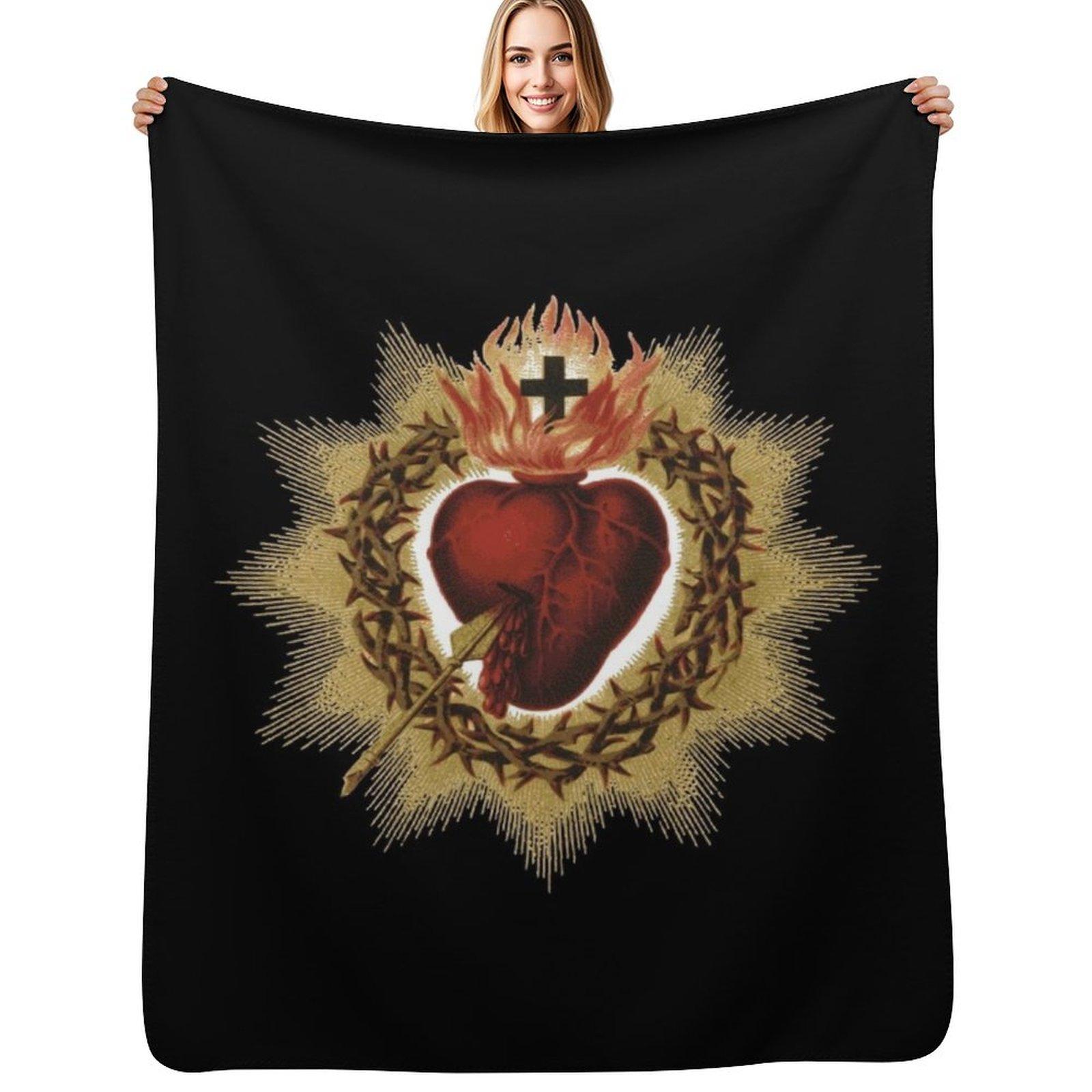 Sacred Heart of Jesus Catholic Throw Blanket No Pilling Soft Warm Blanket for Bed 102x76cm(40x30in)