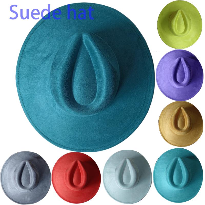 For Burning Vegan Suede Fedora Rancher Hats Blank Hats Multicolor Heart Shaped Top 9.5Cm Brim Unisex Jazz Hat Church Hat