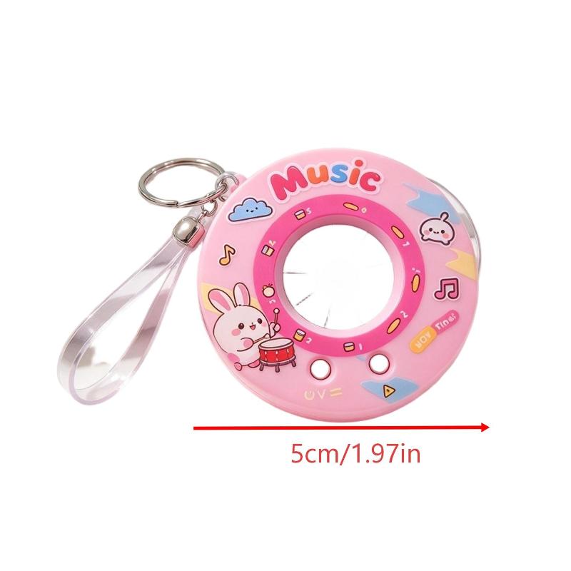 Mini Electronic Drum Keychain Portable Recordable Musical Toy Cute Cartoon Pendant Kids Backpack Bag Decor Stress-Relief Gift