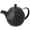 ForLife Teapot, Ceramic, 710ml Capacity, Holds 4 Cups, Includes Tea Strainer, Microwave and Dishwasher Safe, Black, Carved Teapot, 387Bkg