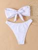 Solid Color Strapless Bandeau Sexy Split Bikini Swimsuit Women's Swimwear