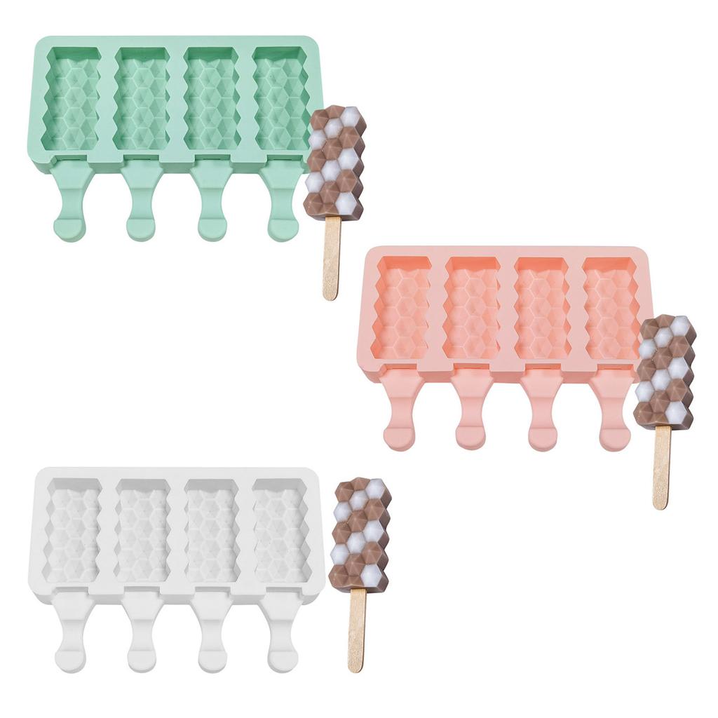 4 Cavity Ices Cream Mold Hexagonal Silicone Popsicles Molds Baking Tool Cake Candy Candy Mold Baby Food Ices Maker