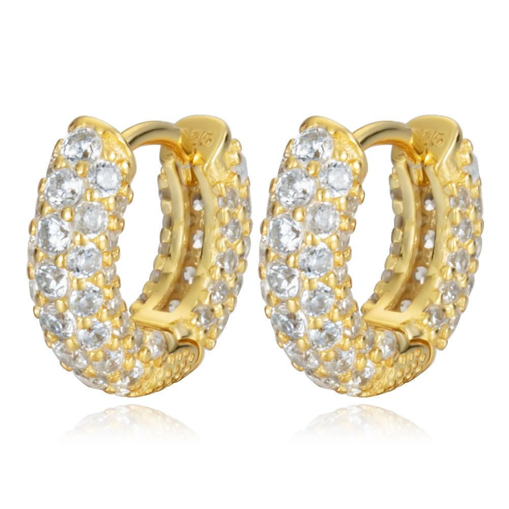 

10mm Gold Plated CZ Zircon Small Hoop Earrings for Women Copper Color Round Circle Cartilage Ear Buckle Huggie Female Zircon золотий