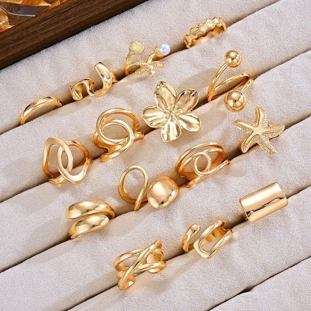 Vintage Punk Flower Starfish Rings Set for Women Men Metal Elegant Multilayer Luxury Thick Knuckle Ring Daily Wear Jewelry 2026
