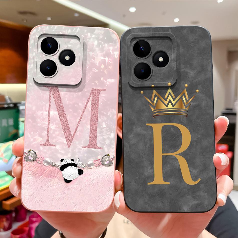 Case For Realme Note 50 60 Cute Panda Letter Soft Liquid Silicone Phone Shell For Oppo Realme Note50 Full Protection Back Cover