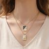 Retro Square Tarot Card Sun & Star Necklace with Drip Oil Pendant On Titanium Steel Clavicle Chain