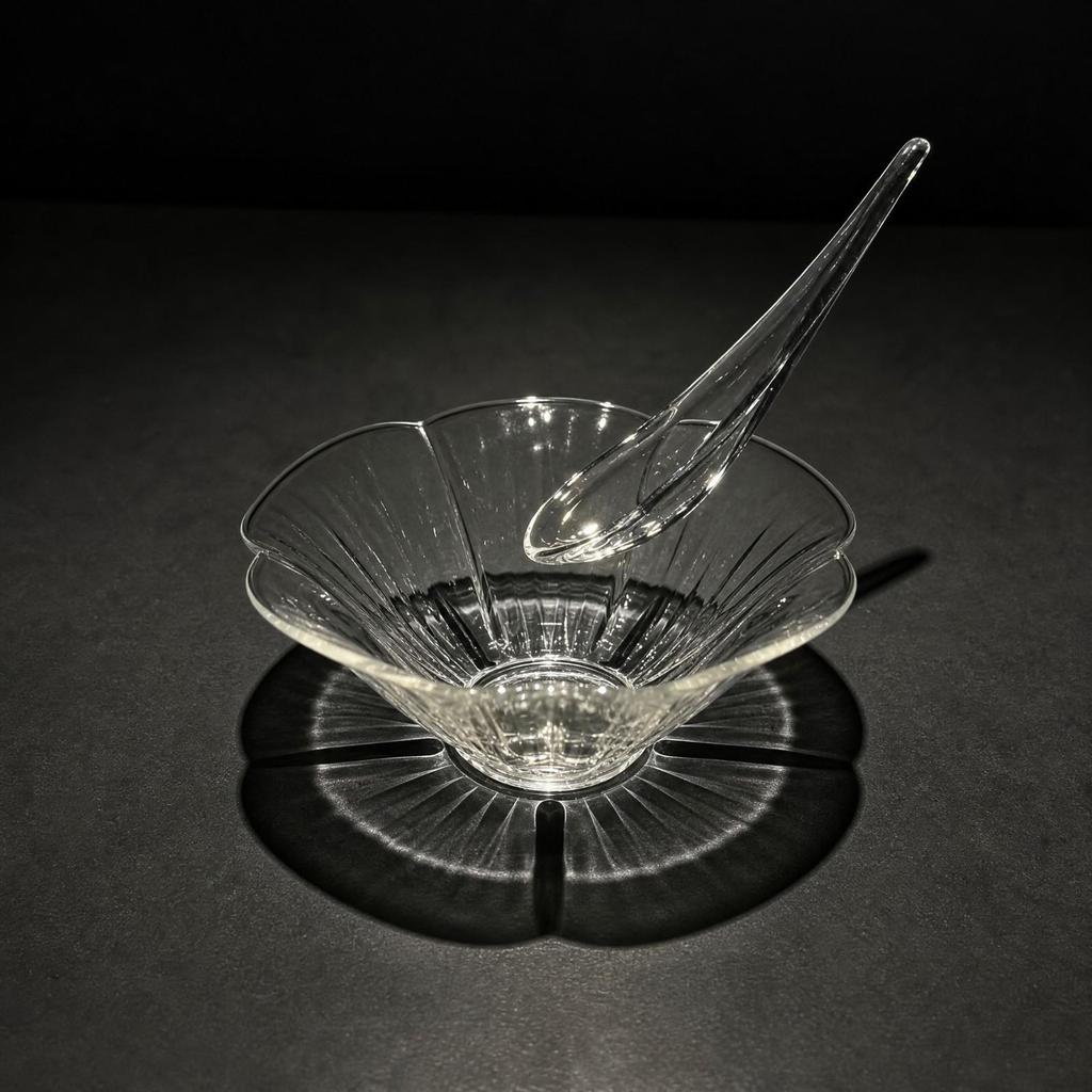 lobedRim Glass Serving Bowl Transparent for Buffet