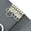 Gucci 428781 Embossed Logo Key Holder Key Ring 6 Rings Key Case Leather Black