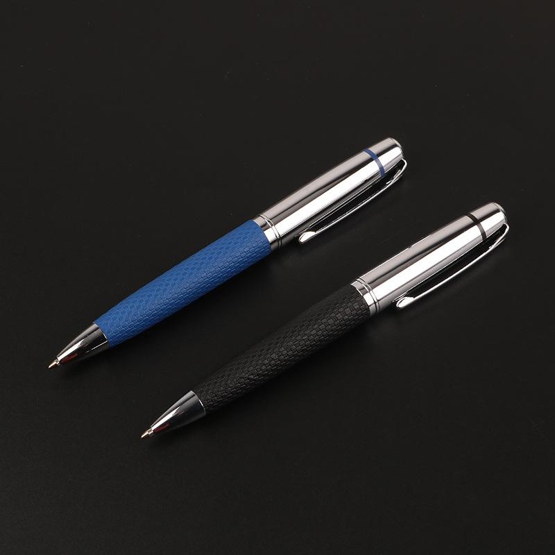 Rotating Metal Ballpoint Pen PU Leather Business Advertising Gift Oil Pen Stationery, Student Pens, Office and Business Pens