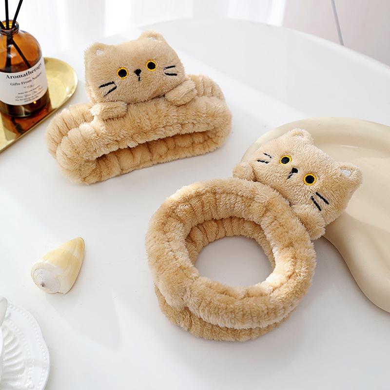 Cat Hair Band, Face Wash Headband, Girls' Makeup Remover Hair Cover, Flannel Postpartum Headscarf, Anti-slip Hair Band, Hair Tie