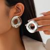 Jewelry Simple Temperament Hollow Geometric Round Personality Irregular Design Sense Niche Glossy Earrings