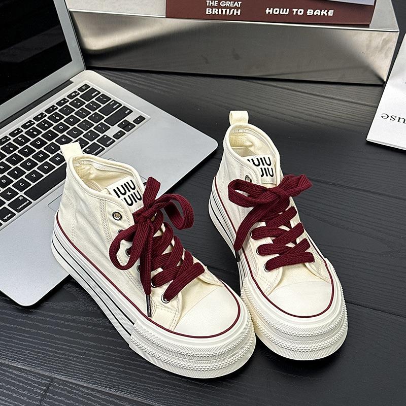 6 High-top Canvas Shoes Thick-soled Women's New Summer Thin Breathable Versatile Student Thick Baseplate Shoes