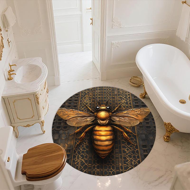 Bee,Round Area Rug,Carpet Rug for Living Room Bedroom Sofa Playroom Decor,Non-slip Floor Mat