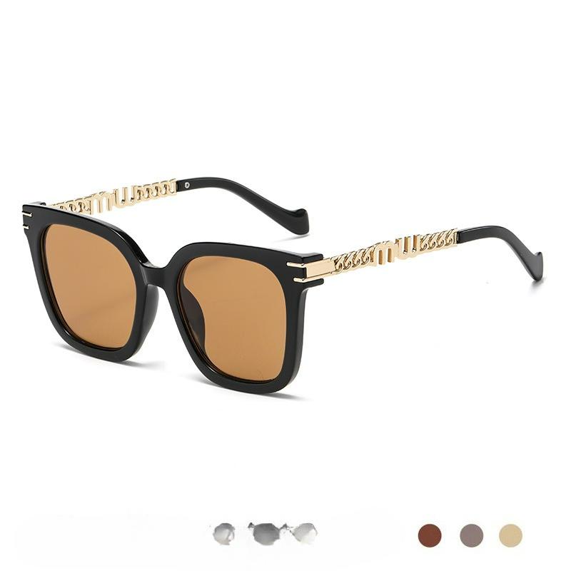European and American Square Large Frame Chain Sunglasses Street Shooting Trend Men's and Women's Sunshade and UV Protection Sunglasses Women